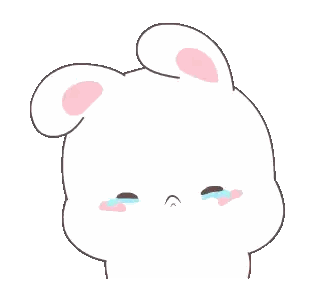 A Drawing Of A White Rabbit With Pink Spots On Its Face Sticker