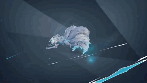A Drawing Of A White Wolf With Blue Eyes GIF
