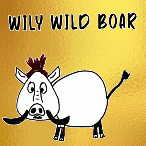 A Drawing Of A Wild Boar With The Words Wily Wild Boar Written Above It GIF