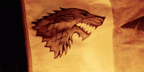 A Drawing Of A Wolf 'S Head With Sharp Teeth GIF