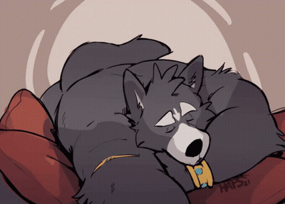 A Drawing Of A Wolf Sleeping With The Year 2021 On The Bottom Right GIF