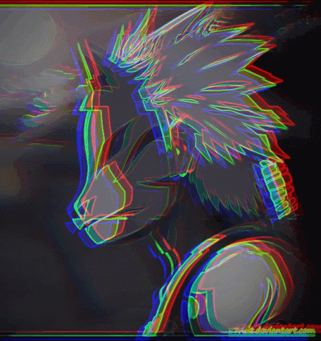 A Drawing Of A Wolf With A Rainbow Of Colors And A Watermark That Starts With The Letter S GIF