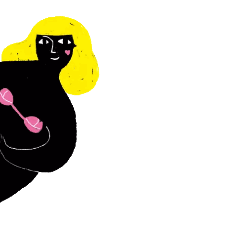 A Drawing Of A Woman Holding A Pink Dumbbell In Her Hand Sticker