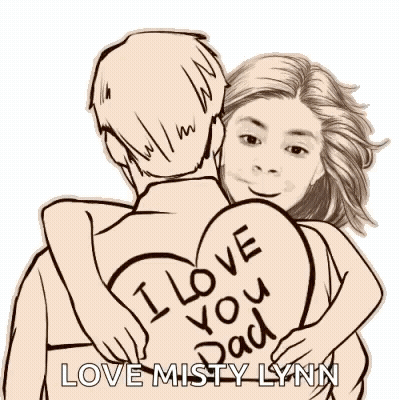 A Drawing Of A Woman Hugging A Man With A Heart That Says I Love You Back On It GIF