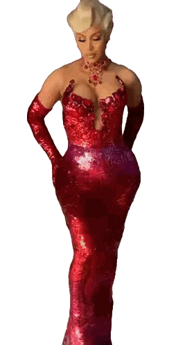 A Drawing Of A Woman In A Red Dress Sticker
