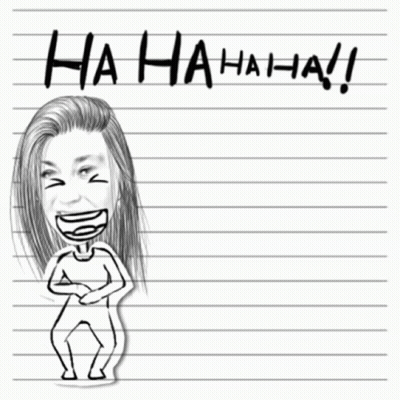 A Drawing Of A Woman Laughing On A Piece Of Paper With The Words Ha Ha Ha Ha Written Above Her GIF