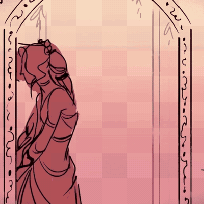 A Drawing Of A Woman Leaning Against A Wall With Arabic Writing GIF