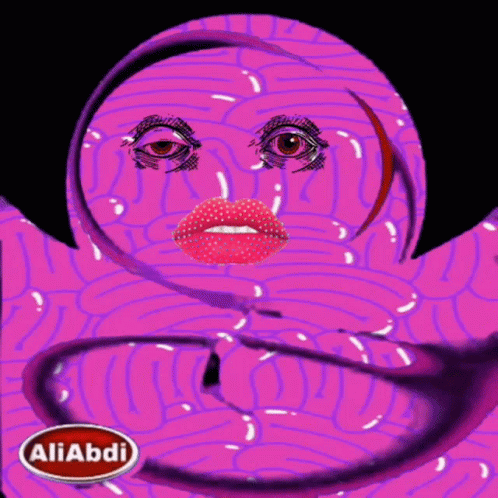 A Drawing Of A Woman 'S Face With Aliabdi Written In The Corner GIF