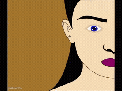 A Drawing Of A Woman 'S Face With The Name Pinkyarts Written Below It GIF