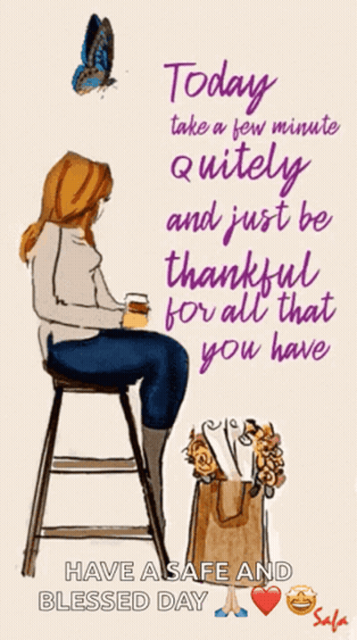 A Drawing Of A Woman Sitting On A Stool With Flowers And A Quote GIF