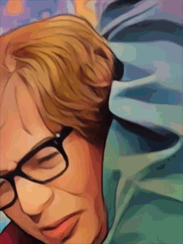 Woman Wearing Glasses And Blue Shirt Drawing GIF