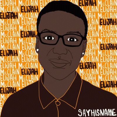 A Drawing Of A Woman Wearing Glasses With The Name Elijah In The Background GIF