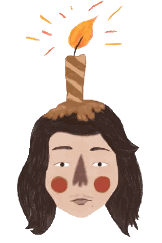 A Drawing Of A Woman With A Candle On Top Of Her Head Sticker