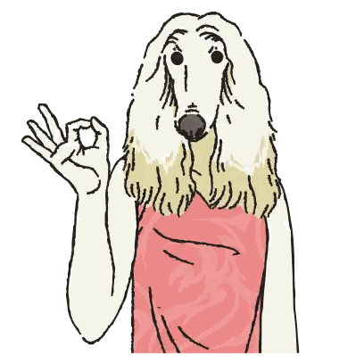 A Drawing Of A Woman With A Dog 'S Head Giving An Okay Sign Sticker