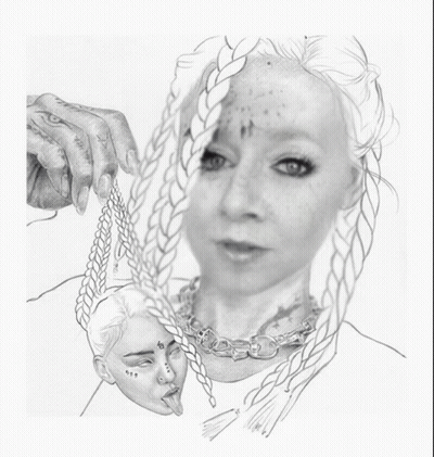 A Drawing Of A Woman With Braids And A Tattoo On Her Face GIF