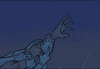 A Drawing Of A Woman With Curly Hair Looking Up GIF
