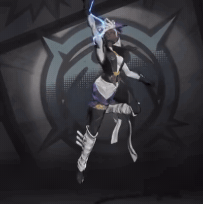 A Drawing Of A Woman With Dreadlocks Holding A Blue Lightning Bolt GIF