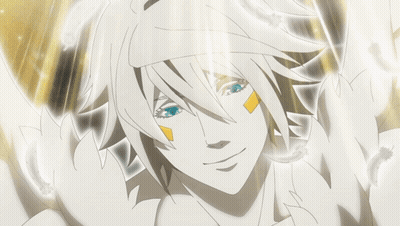 A Drawing Of A Woman With White Hair And Blue Eyes GIF