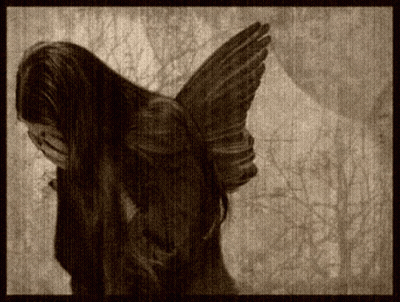 A Drawing Of A Woman With Wings On Her Back GIF