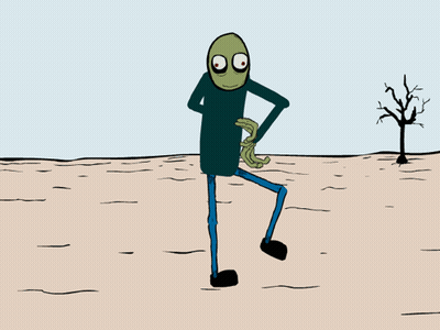 A Drawing Of A Zombie With The Words Oppa Gangnam Style Written Above Him GIF