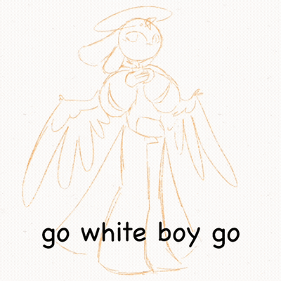 A Drawing Of An Angel With The Words " Go White Boy Go " Below It GIF