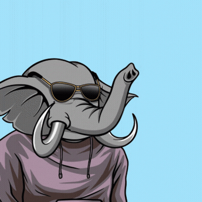 A Drawing Of An Elephant Wearing Sunglasses And A Pink Hoodie GIF