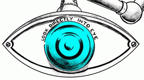 A Drawing Of An Eye With The Words Look Directly Into Eye Around It GIF