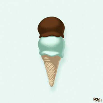 A Drawing Of An Ice Cream Cone With Two Scoops Of Ice Cream GIF