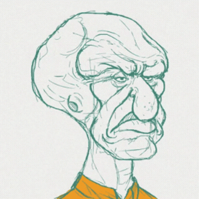 A Drawing Of An Old Man With A Very Large Nose GIF