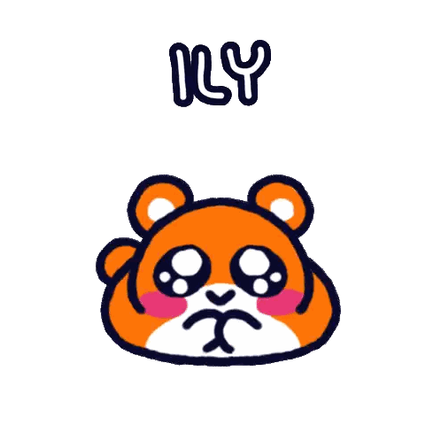 A Drawing Of An Orange Bear With The Word Ily Above It Sticker