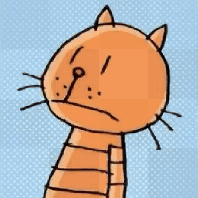 A Drawing Of An Orange Cat With A Yellow Ear And A Yellow Background GIF