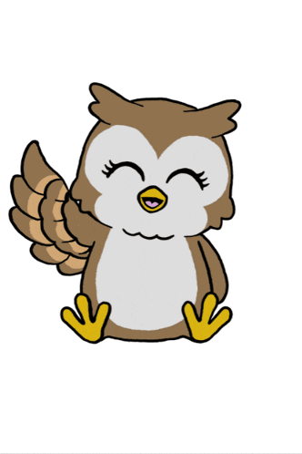 A Drawing Of An Owl With A Speech Bubble With A Heart In It GIF
