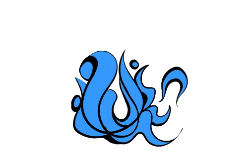 A Drawing Of Blue Swirls On A White Background That Looks Like A Snake Sticker