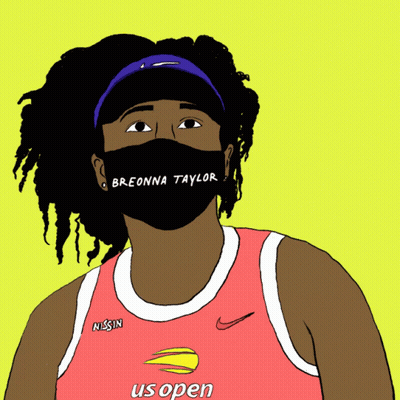 a drawing of breonna taylor wearing a us open shirt