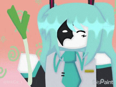 A Drawing Of Hatsune Miku With Ibis Paint Written On The Bottom Right GIF