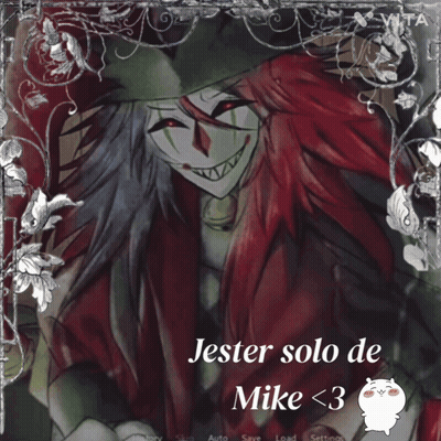 A Drawing Of Jester Solo De Mike < 3 With Flowers In The Background GIF