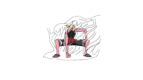 A Drawing Of Luffy From One Piece With Flames Coming Out Of His Pants Sticker