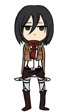 A Drawing Of Mikasa From Attack On Titan With A Scarf Around Her Neck Sticker