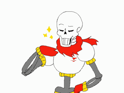 A Drawing Of Papyrus Wearing A Red Scarf GIF