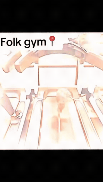 A Drawing Of People On Treadmills With The Words Folk Gym On The Bottom GIF