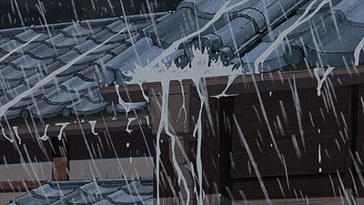 A Drawing Of Rain Falling On A Roof With The Letters I And J Visible GIF
