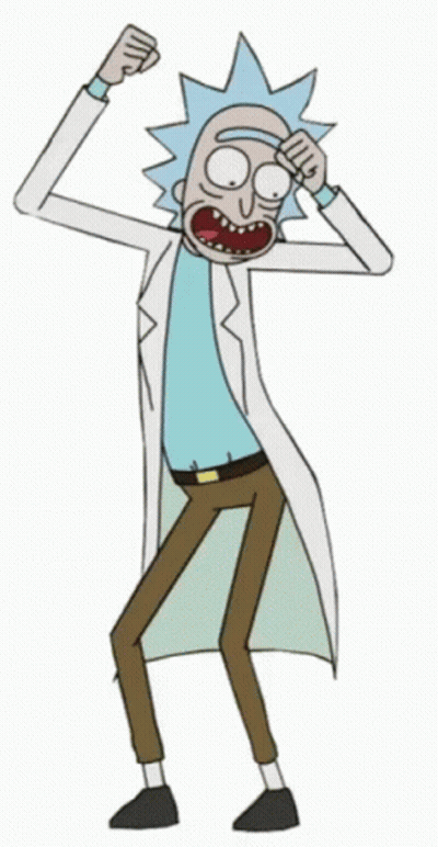 A Drawing Of Rick From Rick And Morty With His Mouth Open And His Hands On His Head GIF