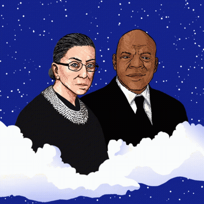 A Drawing Of Ruth Bader Ginsburg And John Lewis GIF