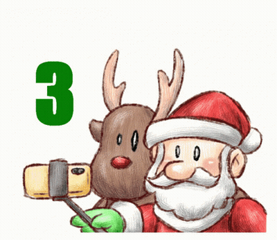 A Drawing Of Santa And A Reindeer With The Words Merry Christmas GIF