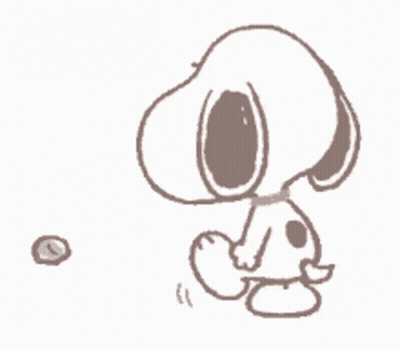 A Drawing Of Snoopy Sitting Next To A Ball On A White Background . GIF