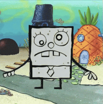 A Drawing Of Spongebob Wearing A Top Hat GIF
