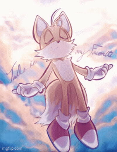A Drawing Of Tails From Sonic The Hedgehog With The Words " Tails Is My Favorite " GIF