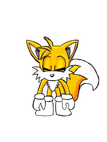 A Drawing Of Tails From The Video Game Sonic The Hedgehog With His Eyes Closed Sticker