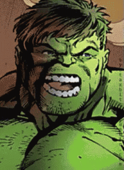 A Drawing Of The Hulk With His Mouth Open And His Teeth Showing GIF