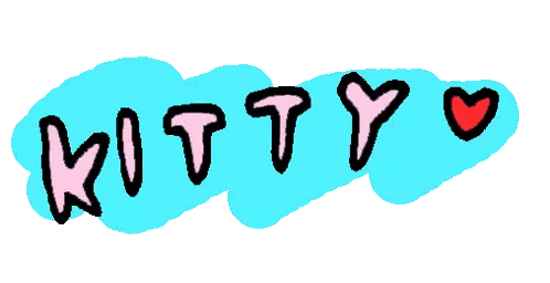 A Drawing Of The Word Kitty With Hearts Sticker